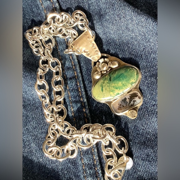 Sterling Necklace, turquoise/agate - Picture 1 of 8